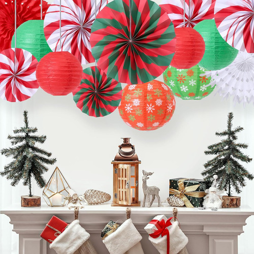 Surtido 3d Navidad Panal Papel Linterta Ventilador Decoració