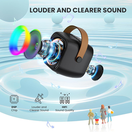 Mini Karaoke Altavoz Negro Bluetooth Portatil 2 Microfonos Negro