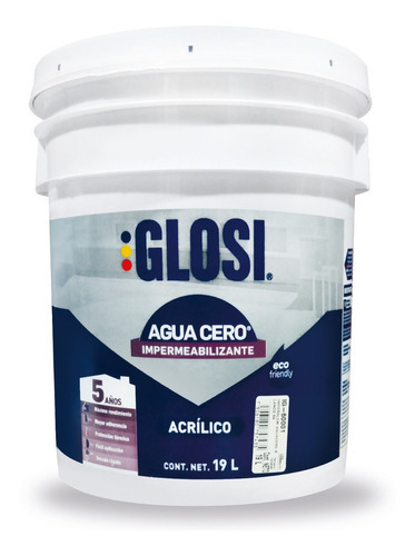 Impermeabilizante Glosi 5 Años Cubeta Techo Acrilico 19l Color Blanco