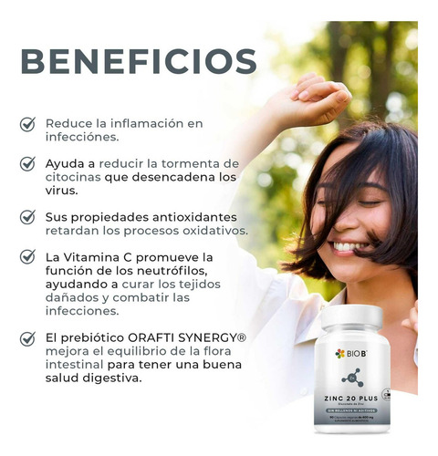 Bio B | 3 Pack Zinc 20 Plus 90 Cápsulas Veganas Sabor Sin sabor