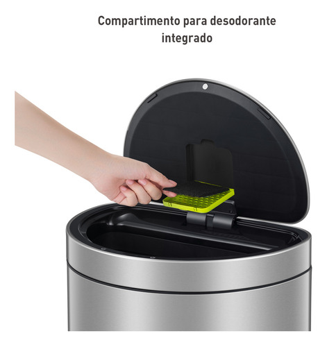 Bote De Basura Con Sensor Semiredondo Acero 47l Eko Mirage