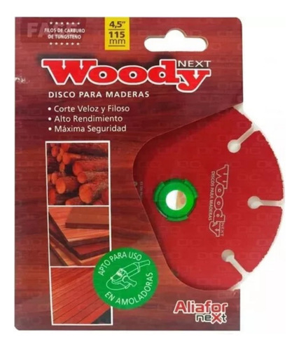 Disco Corte Madera Woody Aliafor 115 Mm Amoladora Dm-4.5