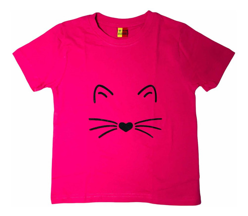 Polera Algodón Niñas Diseño Gatito
