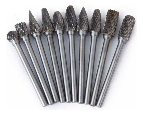 Kit Set 10 Puntas Lima Rotatoria 1/8 Carburo Para Dremel
