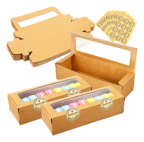 Contenedor Kraft Para Macarrones, 8 Cajas De Caramelos, 50 U