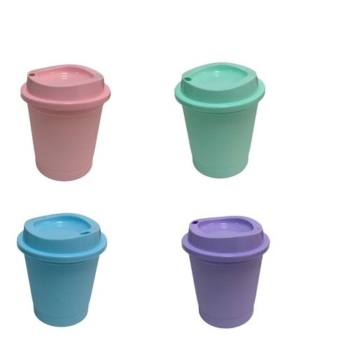 10 Vaso Mini Reutilizable 300ml - Colores Pasteles 
