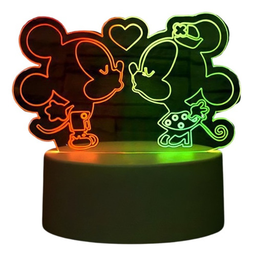 Lampara Led 3d -  Mickey Y Minnie Mouse