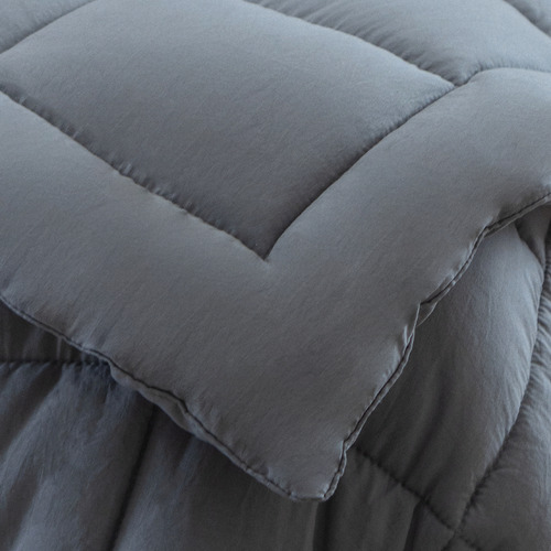 Acolchado De Microfibra 700 H Hotelero Twin 180x240 Cm Color Gris - Pret
