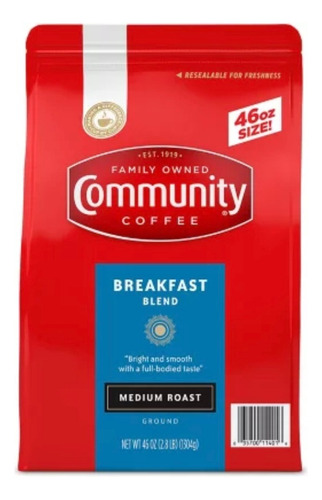 Community Coffee Café Molido De Tostado Medio, 46 Oz.