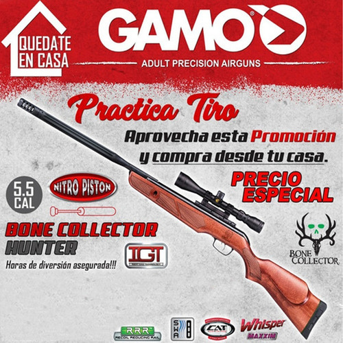 Imagen 3 de 10 de Rifle Aire Comprimido Gamo Bone Collector Hunter Igt Nitro