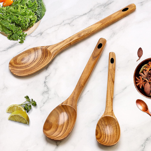 Juego De 3 Cucharas De Madera Utensilios De Cocina Color Del Mango