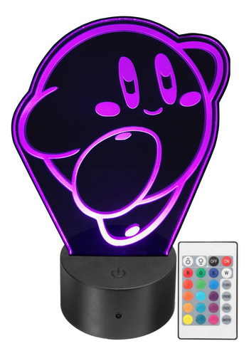 Lámpara Led Decorativa Kirby Nintendo Rgb Personalizada