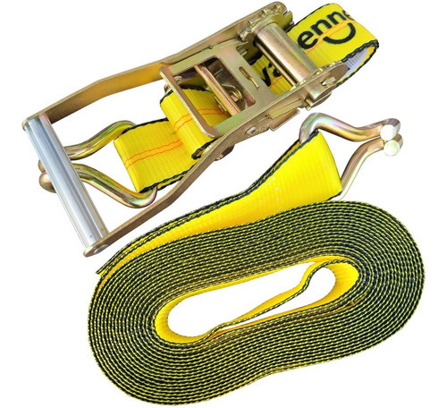 Imagen 4 de 10 de Cinta Amarre Crique Traca Traka 50x9 M Linga Malacate 5 Ton Color Amarillo
