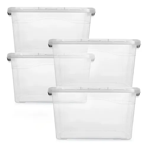 4 Cajas Organizadoras Plásticas Transparentes Grandes Tapa 1