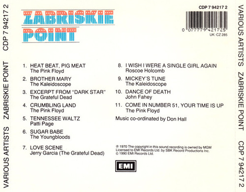 Cd Zabriskie Point (original Motion Picture Soundtrack) (var Estándar