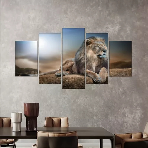 Quadro Decorativo Leão Savana Rei