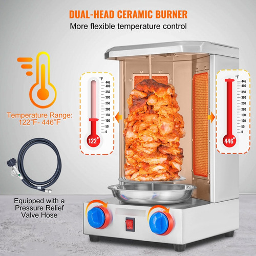 Horno Asador Vertical De Gas Para Pollo Con 2 Quemadores
