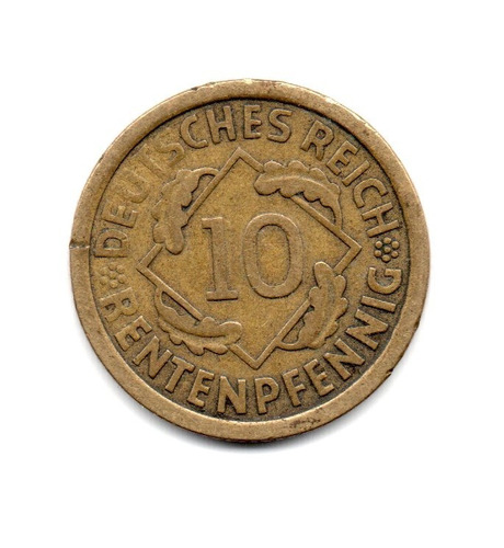 Alemania Weimar Moneda 10 Rentenpfennig Año 1924 A Km#33