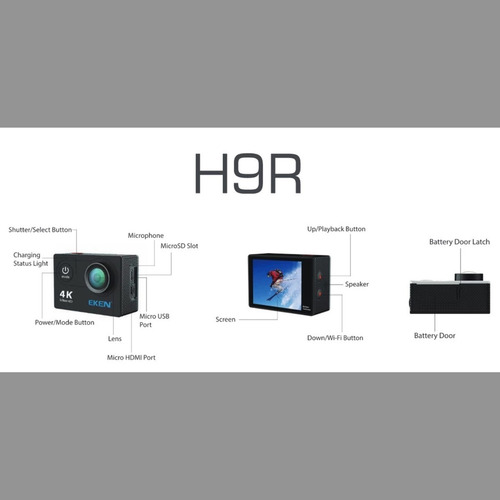 Cámara deportiva Eken H9R Plus 4K negra