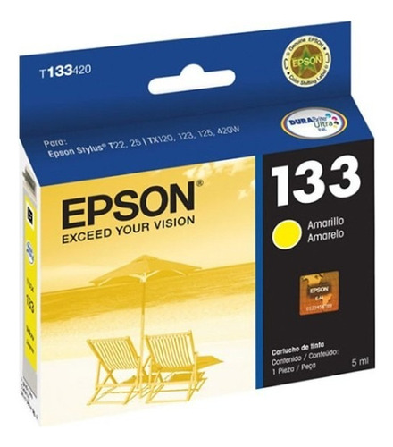 Tinta Original Epson 133 Yellow T25 Tx123 Tx125 T133
