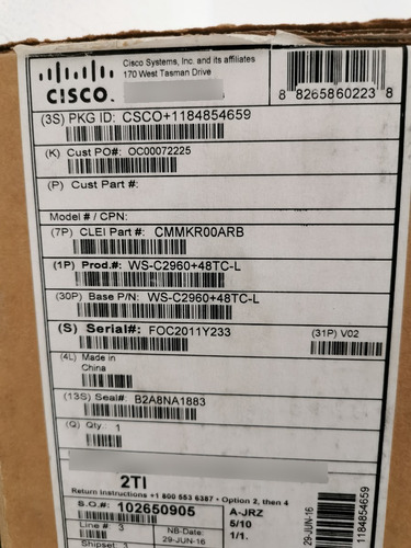 Cisco Ws-c2960+48tc-l Catalyst 2960 Plus 48 10/100 + 2 T/