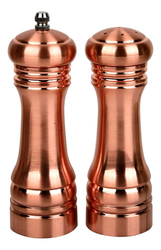 Kit Moedor De Pimenta E Saleiro Em Acrílico Rose Gold 15cm