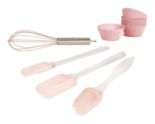 Set 4 Utensilios Silicona Repostería + Moldes Muffins Carol