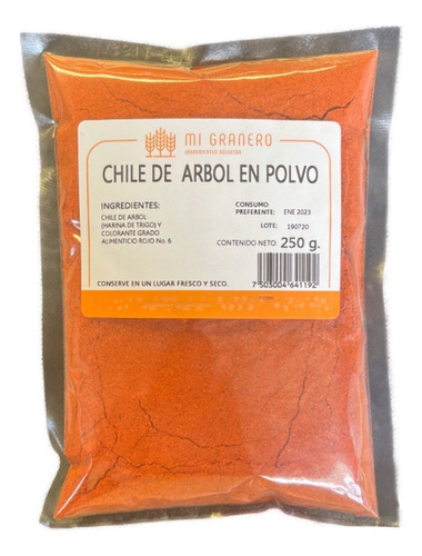 Chile De Árbol En Polvo 500 Gramos