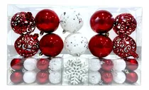 Comprar Set De Bolas Navideñas Rojas Y Blancas 34 Piezas Decorativas