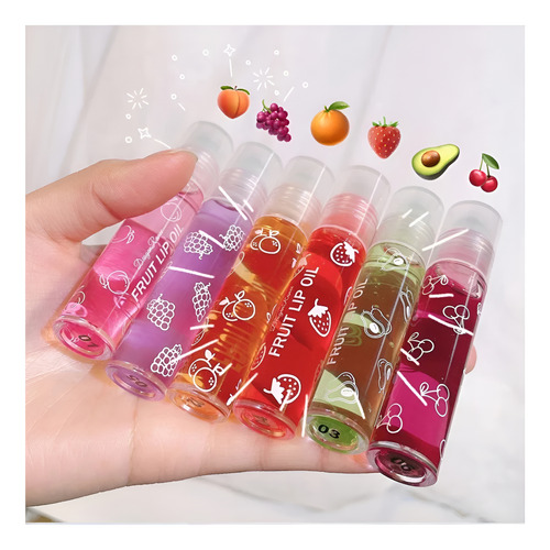 6 Piezas Aceite Bálsamo Hidratante Labial De Frutas 8ml C/u
