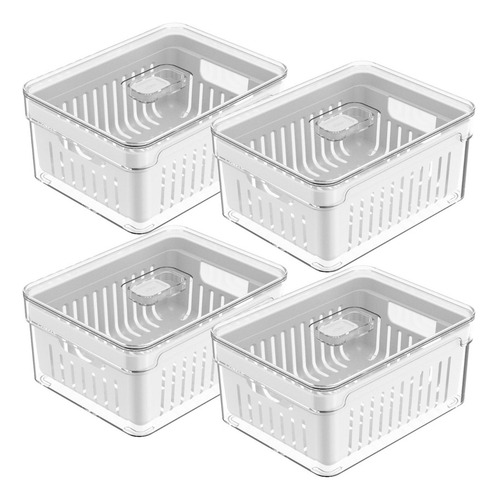 Kit De Recipiente Acrílico Com Tampa E Cesto 4x2,2litros