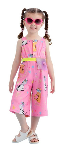 Imagem 2 de 3 de Macacão Infantil Rosa Verão Mon Sucré Pop Funny 21012