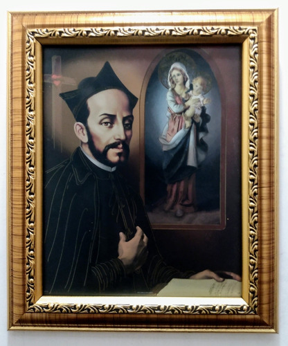 San Ignacio De Loyola / Enmarcado En Dorado B 30 X 25 Cms 