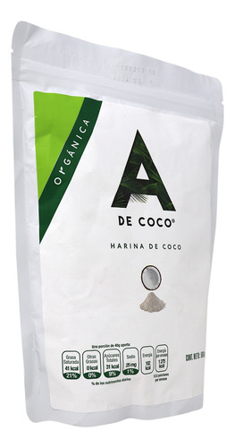 Imagen 2 de 6 de A De Coco, Harina De Coco Orgánico, 500 Gramos