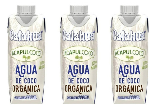 Calahua Acapulcoco Agua De Coco Orgánica 12 Piezas De 330ml