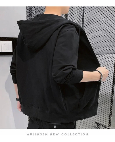 Chaqueta Tipo Cárdigan Con Capucha Y Cremallera Para Hombre,