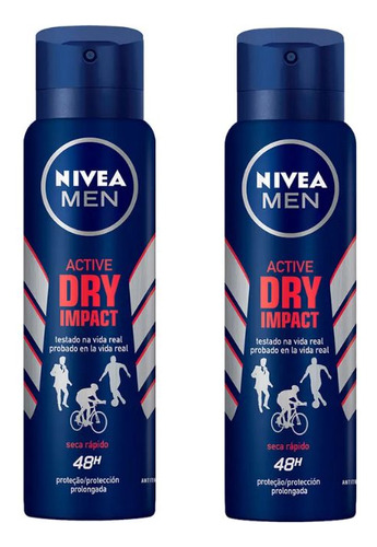 Desodorante Aero Nivea 150ml Masc Dry Impact - Kit C/ 2un