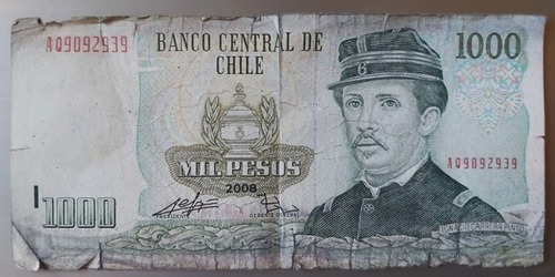 Billete Antiguo De $1.000 En Formato Papel Algodón