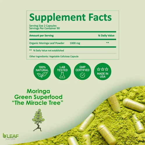 Suplemento B'leaf Nature Pure Organic Moringa Oleifera 1000