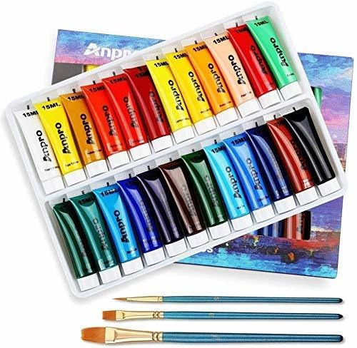 Anpro Juego De Pintura Acrílica, 24 Colores, 0.5 fl Oz, Perf