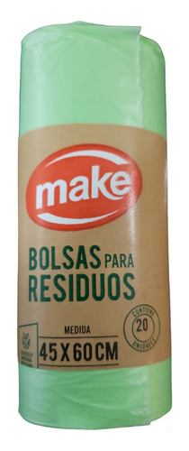 Bolsas Residuos 45x60 Antigoteo Rollo Verde Pack 20u