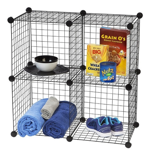 Utilisimo Mueble Organizador Minimalista Zapatera Apilable Color Negro