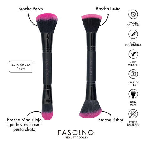 Set 8 Brochas Y Pinceles Make Up Doble Función Fascino