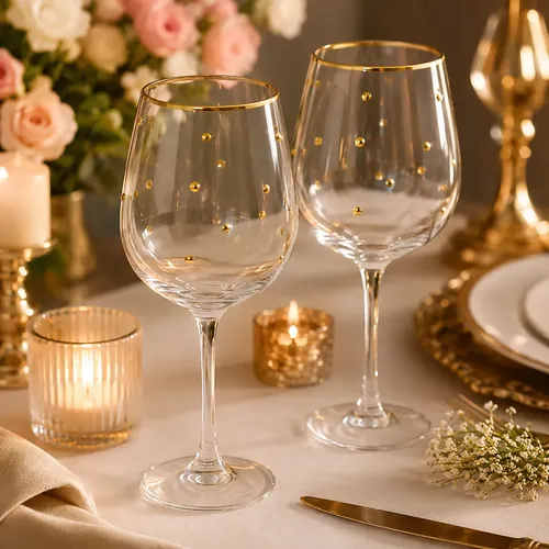 Conjunto 2 taças fio de ouro ﻿e bolinhas