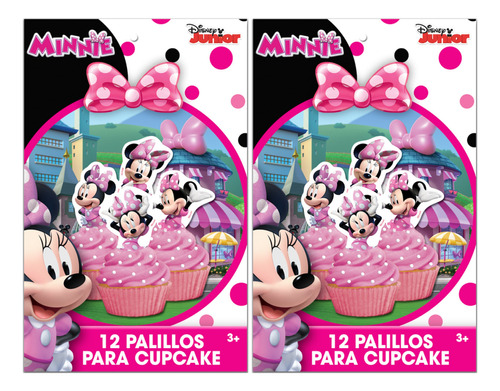 24 Palillos Decorativos Cupcake Fiesta Minnie Mouse Min0m1