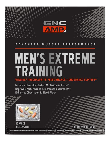 Suplemento Men's Extreme Training Gnc Amp 30 Packs