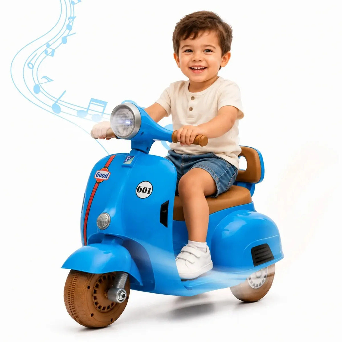 Moto Elétrica Infantil Scooter 6v Recarregável Com Luz E Som Azul