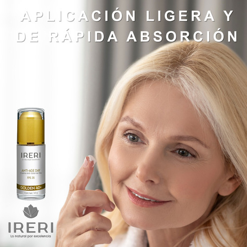 Imagen 7 de 9 de Crema Facial Antiarrugas Antiedad De Día Con Fps 35 Piel Madura 40+ Para Todo Tipo De Piel Línea Golden Ireri ®