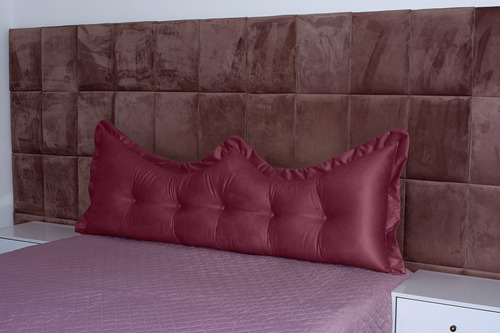 Almofada Encosto Coroa Queen 160 Cm Bordô Lisa