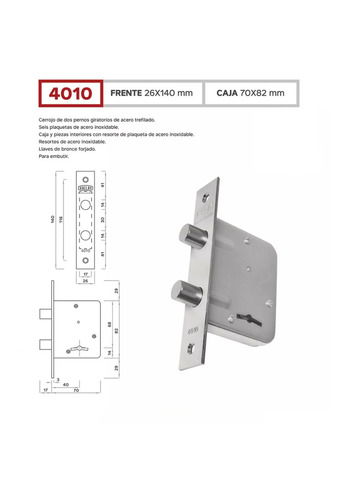 Imagen 6 de 8 de Cerrojo Para Puerta Seguridad Exterior Kallay 4010